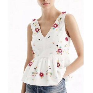 JCrew | Embroidered Floral Peplum Top